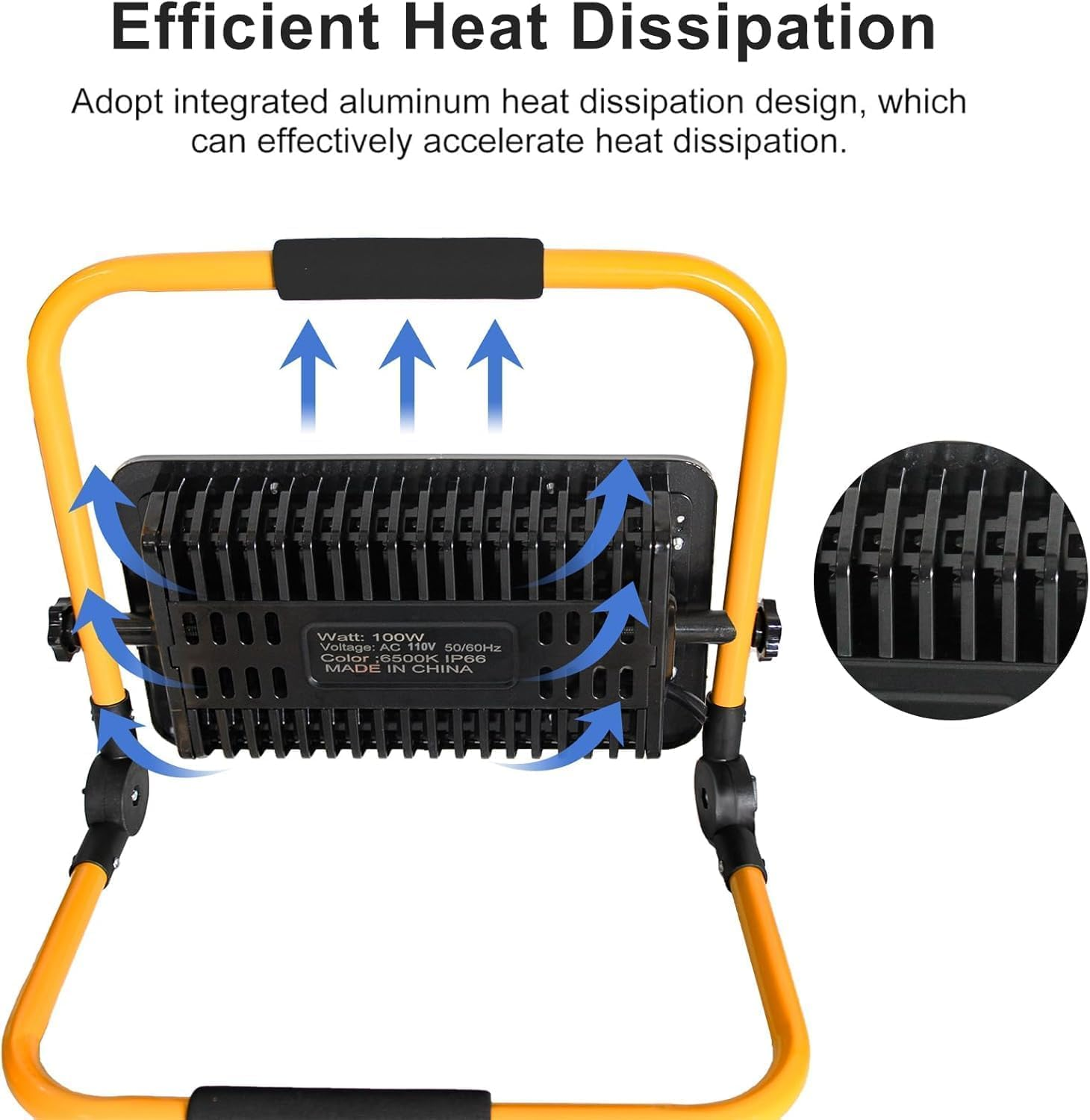 LED Work Light, 50W 5000LM Work Lights with Stand, 6500K Super Bright Flood Lights Outdoor, 13.1Ft 4M Cord with Plug, IP66 Waterproof Portable Worklights for Job Site Workshop Garage Construction Site image number 6