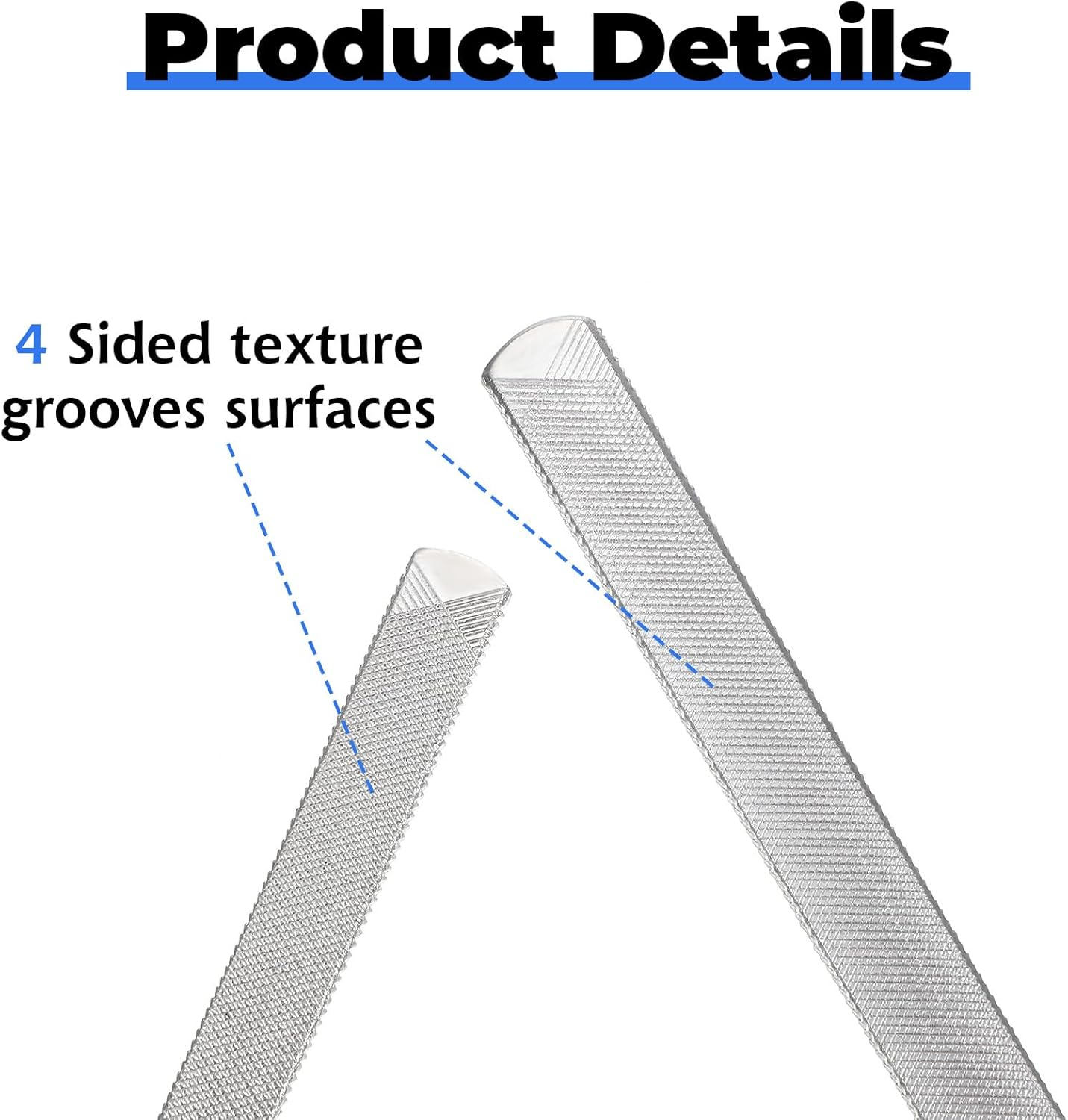 Dimeho 2 Pcs Toe Nail Files for Thick Nails, Professional Stainless Steel Nail File 4 Sides Fingernail Files with Anti-Slip Handle Dog Nail File Reusable Manicure Filer for Men Seniors and Dogs image number 2