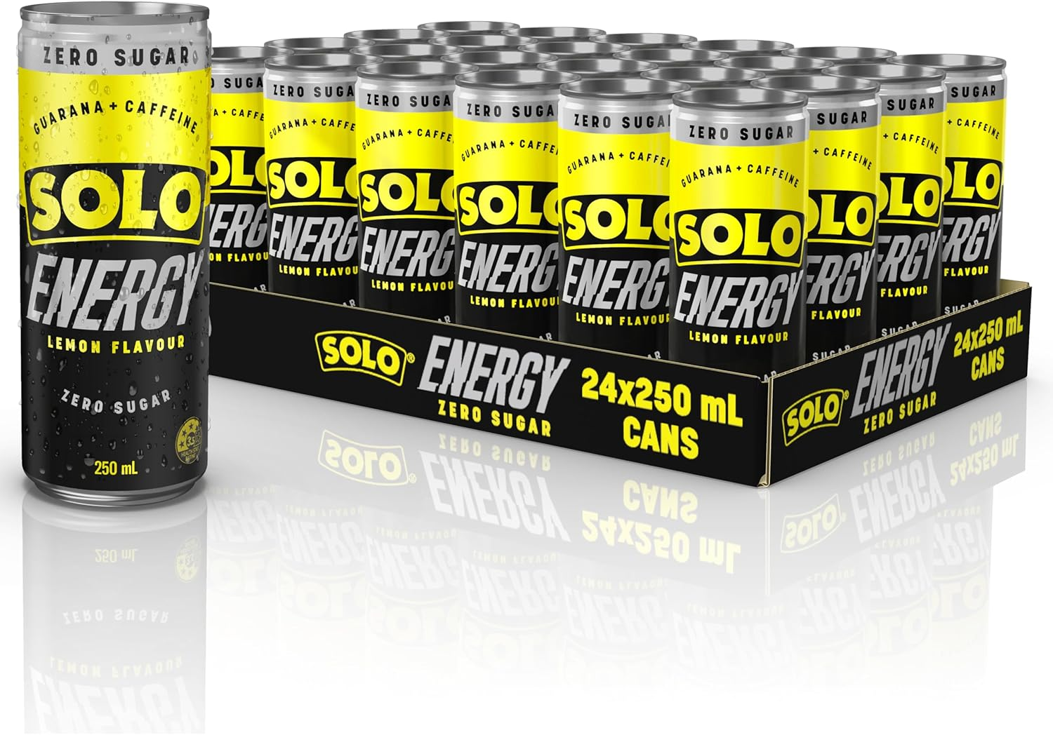 Solo Energy Zero Sugar Lemon Flavoured Drink Can 250 Ml (Pack of 24) image number 1
