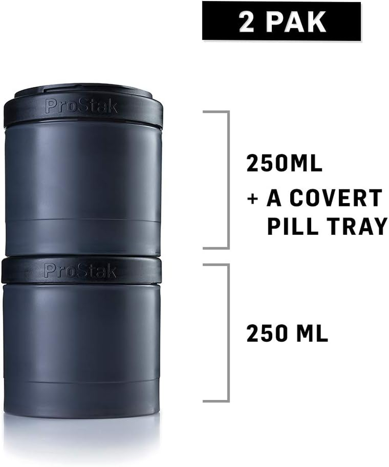 Blenderbottle Pro Stak Prostak Twist N' Lock Storage Jars Expansion 3-Pak with Pill Tray, All Black - Aqua image number 6