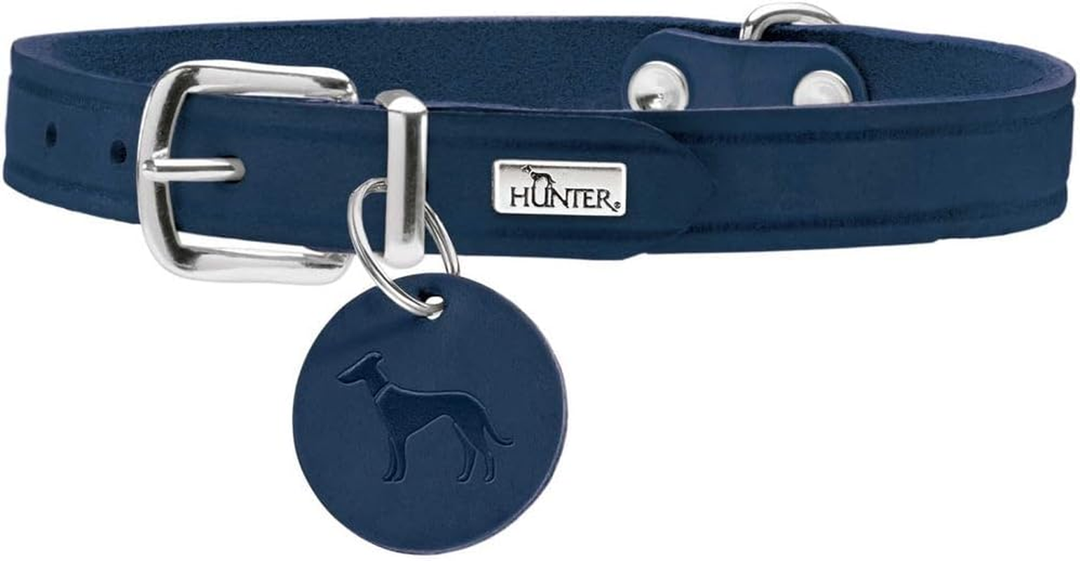 HUNTER Aalborg Dog Collar, Colour: Dark Blue, Robust and Durable Leather, Strong Greasing, Ideal for Dog Sports and Everyday Life, with Leather Pendant, Made in Germany, Size: 32 image number 6