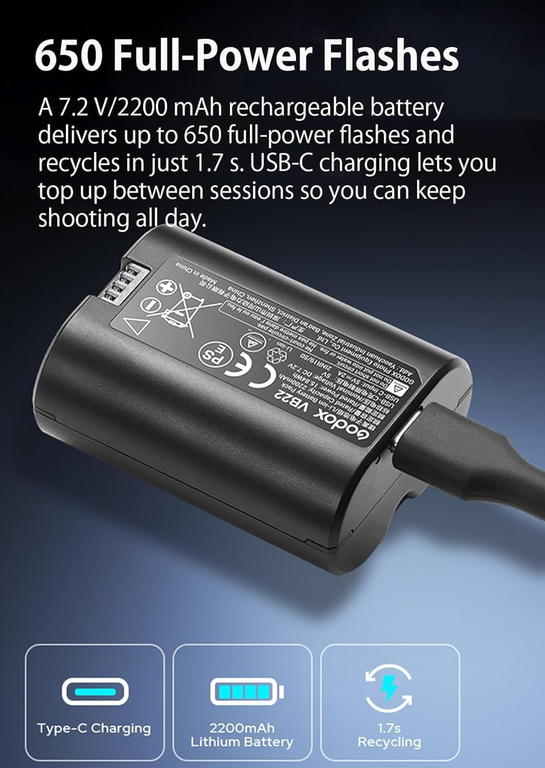 Godox V480C V480 C TTL Flash for Canon, Gn50/1.7S Recycle/650 Flash Times/Hss/Smart Distance Readout/10 Level LED Modeling Lamp/2.0" Touchscreen/2.4G Wireless System/Ttl Camera Flash for Canon image number 3