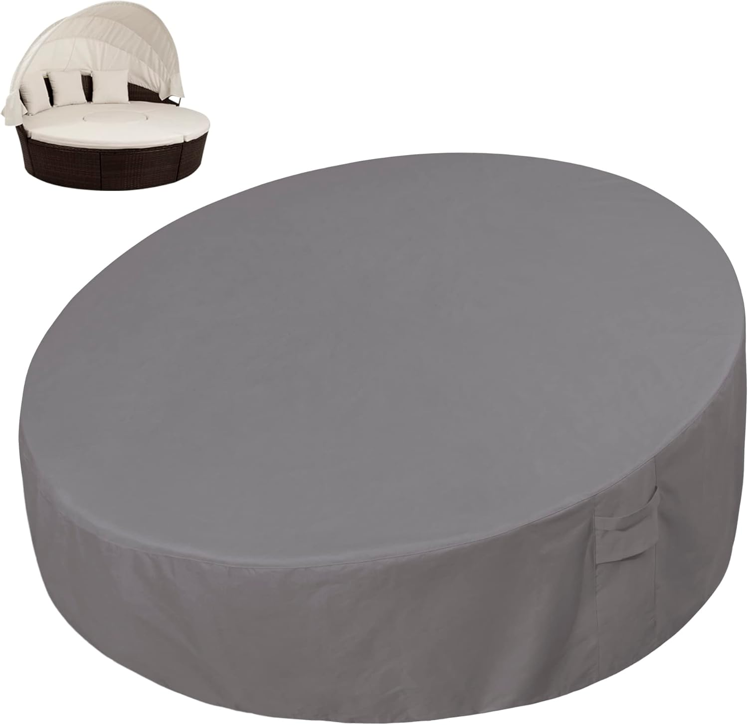 Easy-Going Heavy Duty 600D Outdoor Daybed Cover 75 Inch UV Resistant Patio round Sofa Cover Waterproof Outdoor Canopy Daybed Sofa Cover with Air Vent 75" Dia X 35"/18" H, Camel