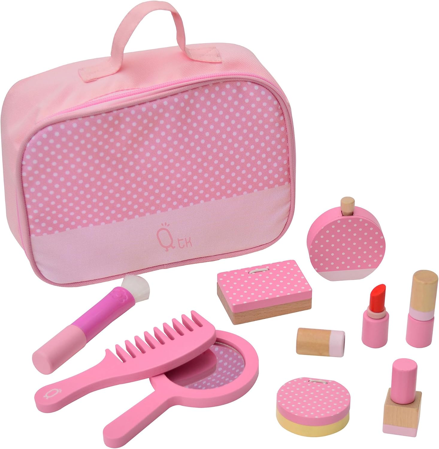 Teamson Kids Chloe Polka Dot Wooden Play Makeup Set Pretend Vanity Accessories 10Pc image number 2