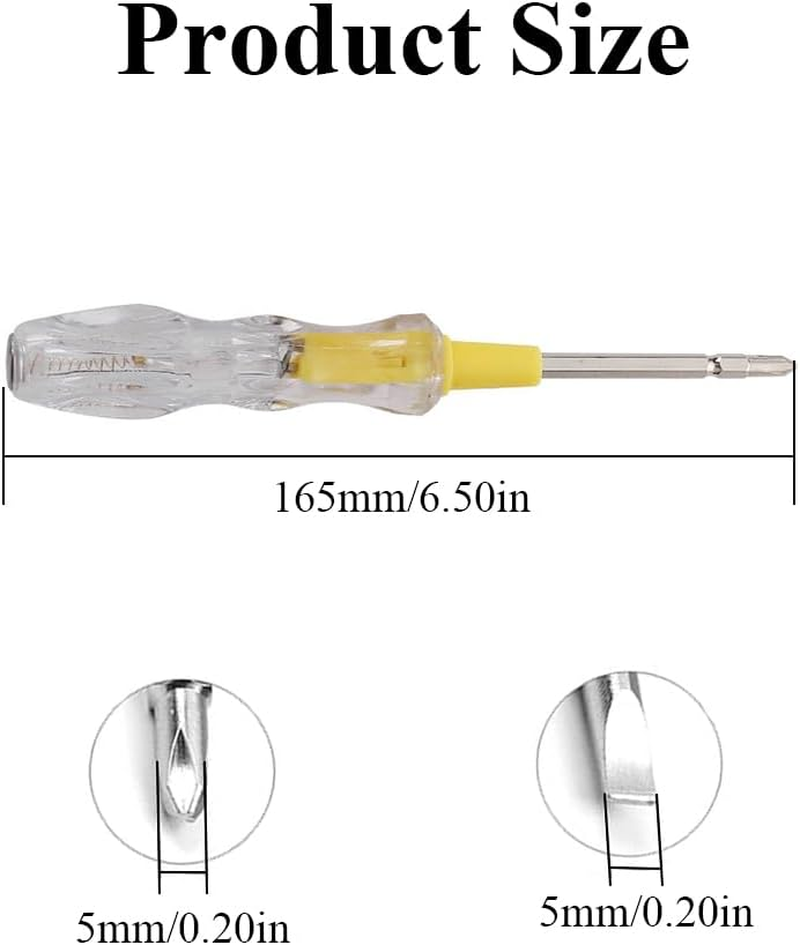 2 in 1 Screwdriver Voltage Tester, 2 Pieces Phillips and Flat Double Head Screwdriver Electric Test Pen DIY Hand Tool image number 5