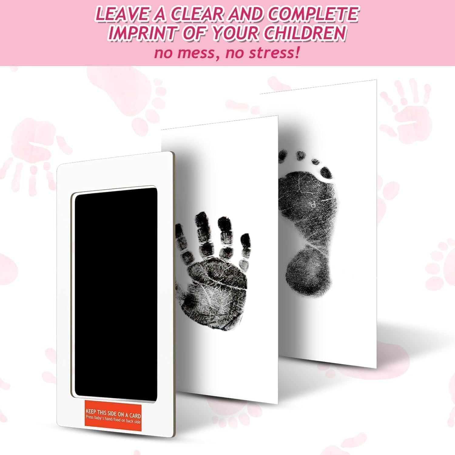 4-Pack Inkless Hand and Footprint Kit - Ink Pad for Baby Hand and Footprints - Dog Paw&Nose Print Kit Newborn Baby Handprint Kit Baby with 4 Ink Pads and 8 Imprint Cards