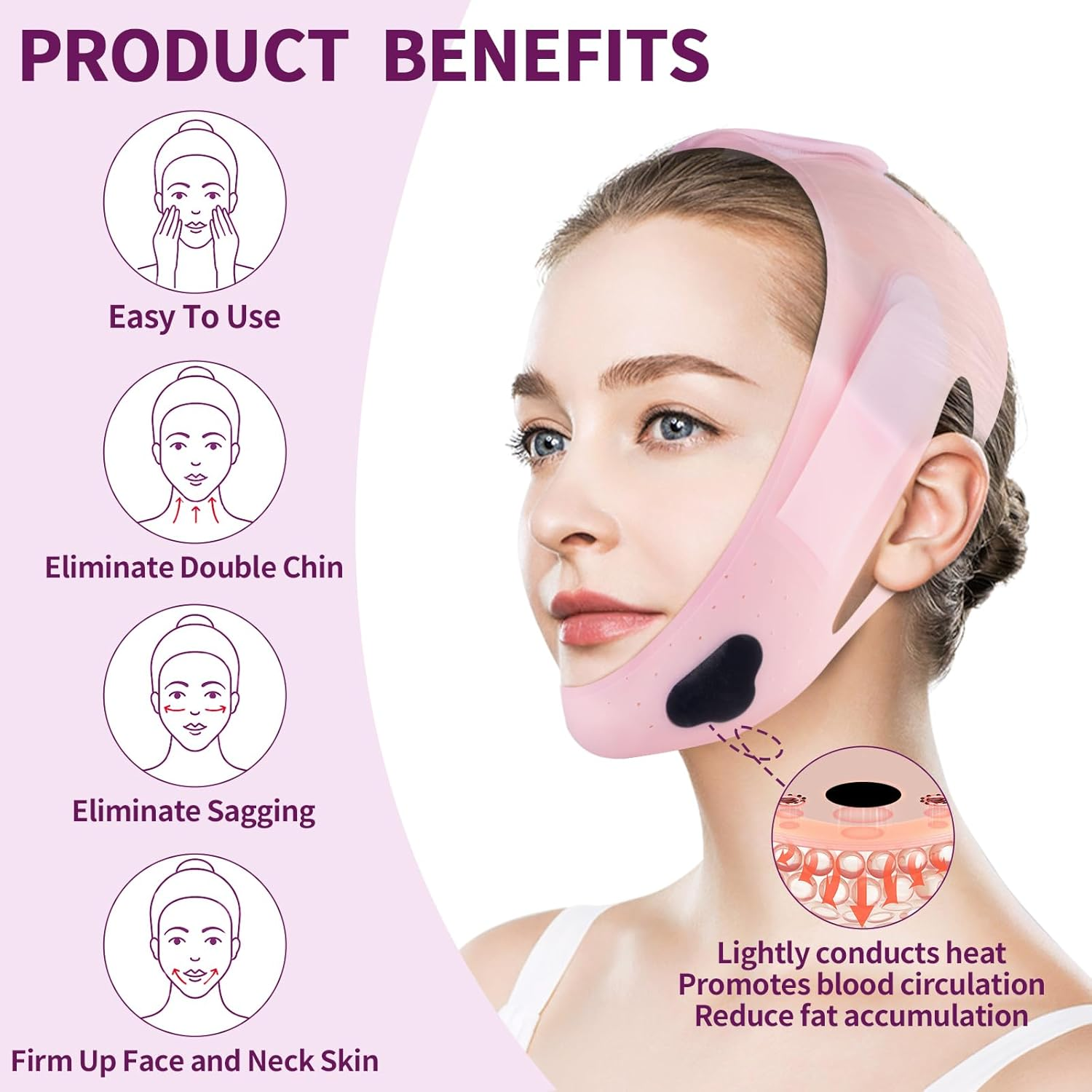 Soft Silicone Chin Strap,Double Chin Reducer,V Line Face Slimming Strap,V Line Lifting Mask,Face Strap for Women(Beige-Skin Tone) image number 4