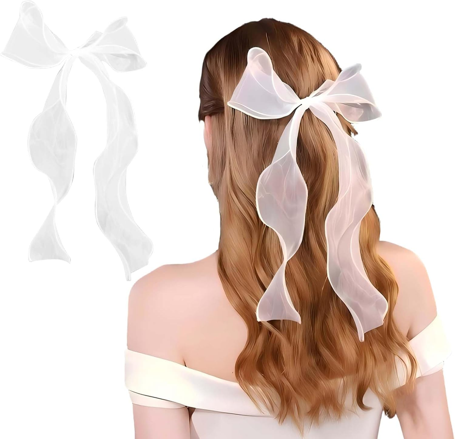 Xanthelle Veil Bride, White Tulle Hair Bow with Bow Clip, Bridal Veil for Hen Party, Wedding Veil Short for Women and Girls image number 6