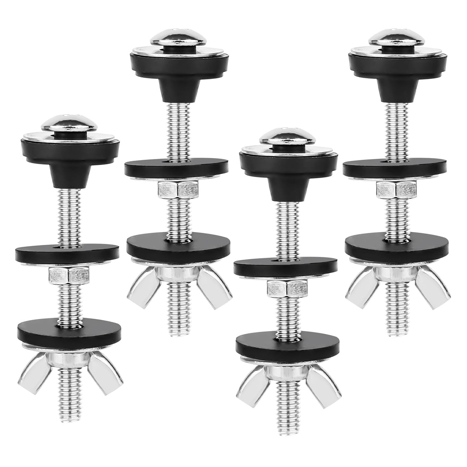 Lasuroa 4Pcs Toilet Seat Bolts Kit, Stainless Steel Universal Fit Toilet Tank Bolts Replacement Kit with Rubber Washers & Extra Long Nuts for Secure Fastening image number 3