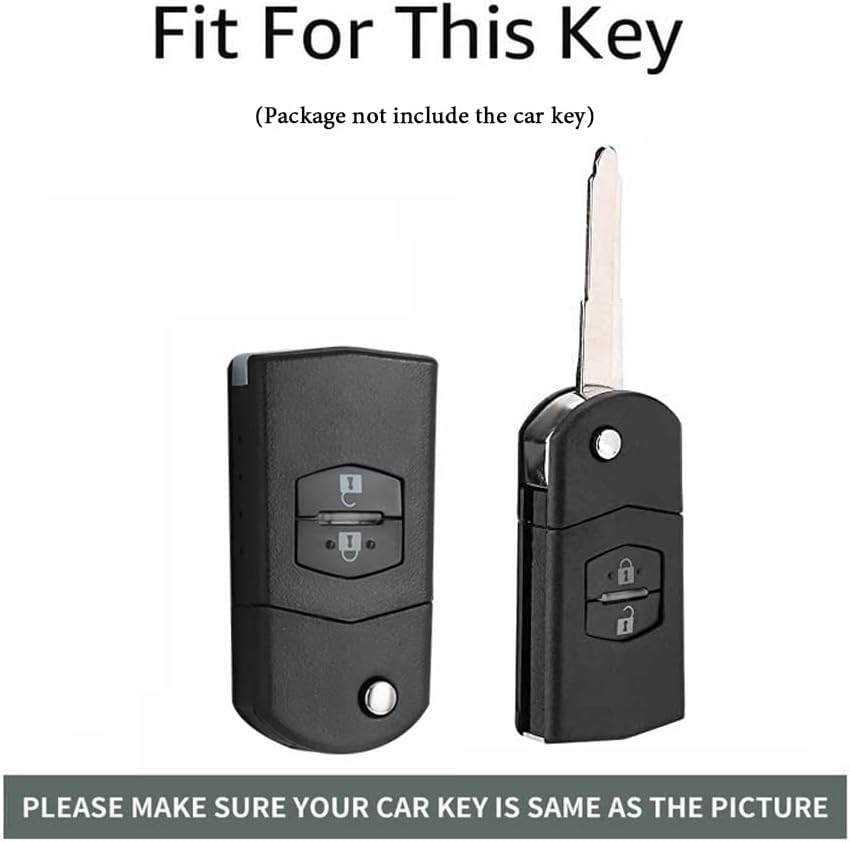 Ontto TPU Car Key Fob Cover Case Fit for Mazda 3 5 6 M6 RX8 MX5 CX5 Flip Folding Key Shell 2 Buttons Remote Key Holder Bag Keychain Keyring Accessories Black B image number 2