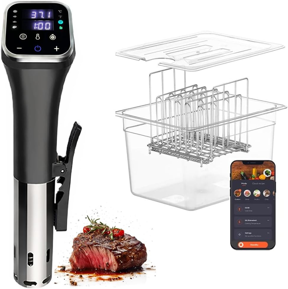 Wifi Sous Vide with 11L Sous Vide Rack with Lid & Rack, 1100W Sous Vide with App Preset Menus Recipes Precise Temperature & Timer image number 3