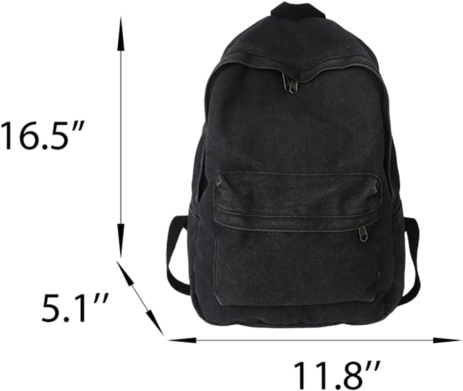 KAOBIO Canvas Backpack for Women Men Vintage Aesthetic Bags Travel Daypack Boho Hippie Grunge Backpack - Sage Green image number 5