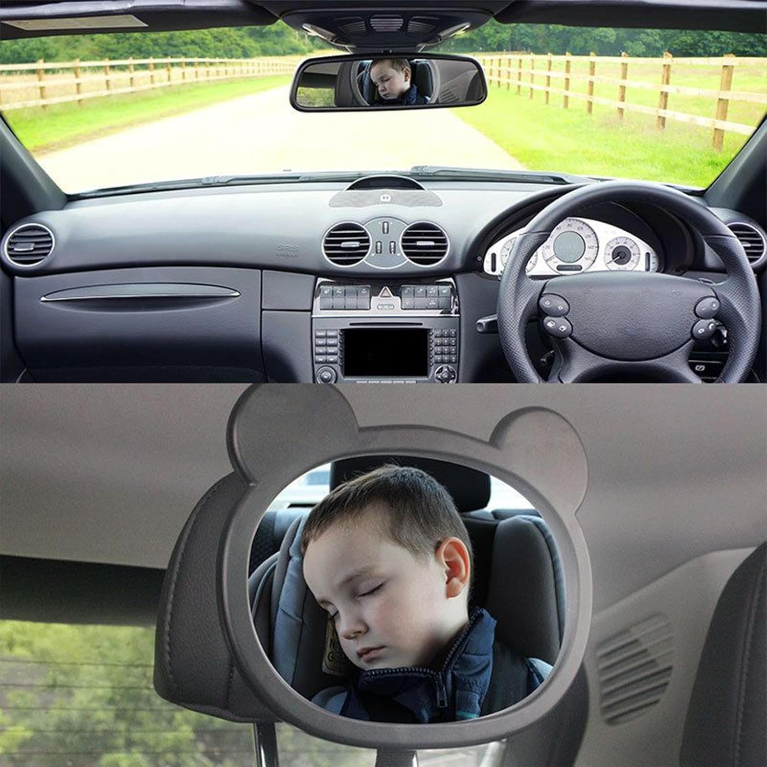 Car Seat Mirror 360 Degree Rotation,Backseat Baby Mirror Rear Facing | with Cartoon Frame Safety Monitor Rearview Shatterproof for Backseat Travel Registry Stroller image number 4