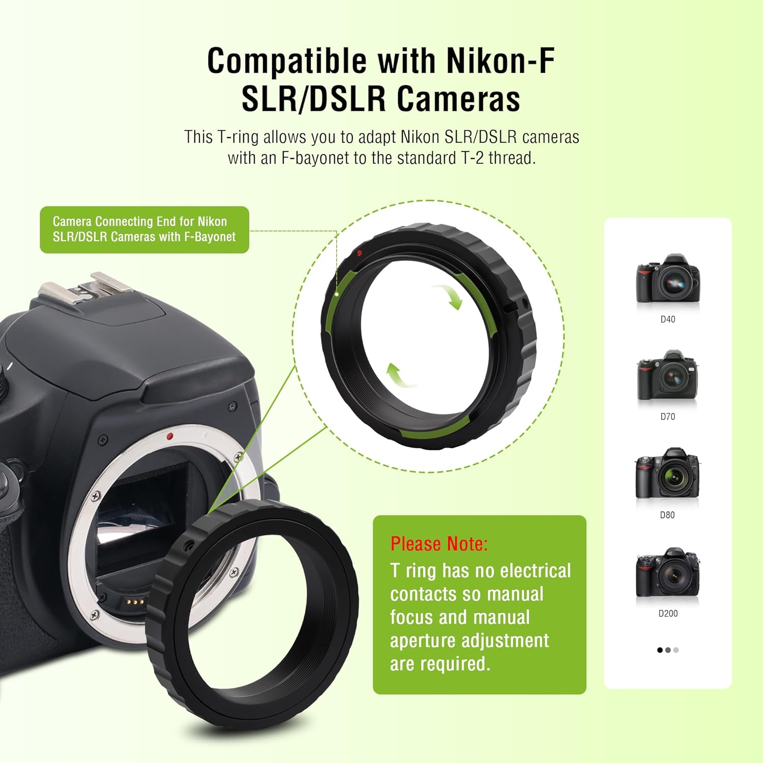 Astromania T-Ring and M42 to 1.25" Telescope Adapter (T-Mount) for Ni Kon SLR/DSLR Cameras image number 6