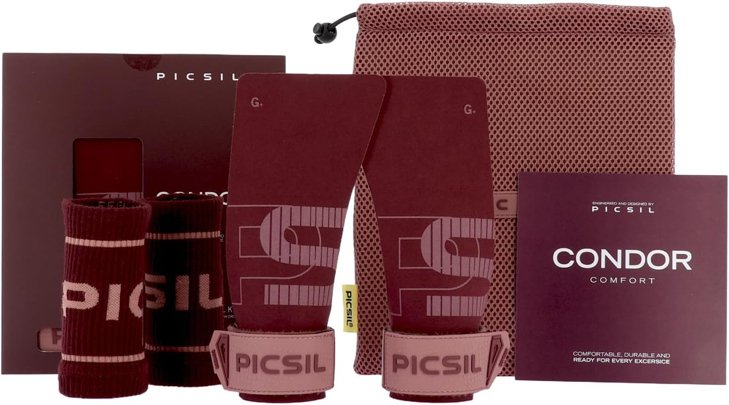 PICSIL Condor Grips, No Hole Leather Hand Grips, Increased Protection and Comfort, Hand Grips for Gymnastic, Cross Training, Pull Ups, Weightlifting, Prevents Blisters and Tears