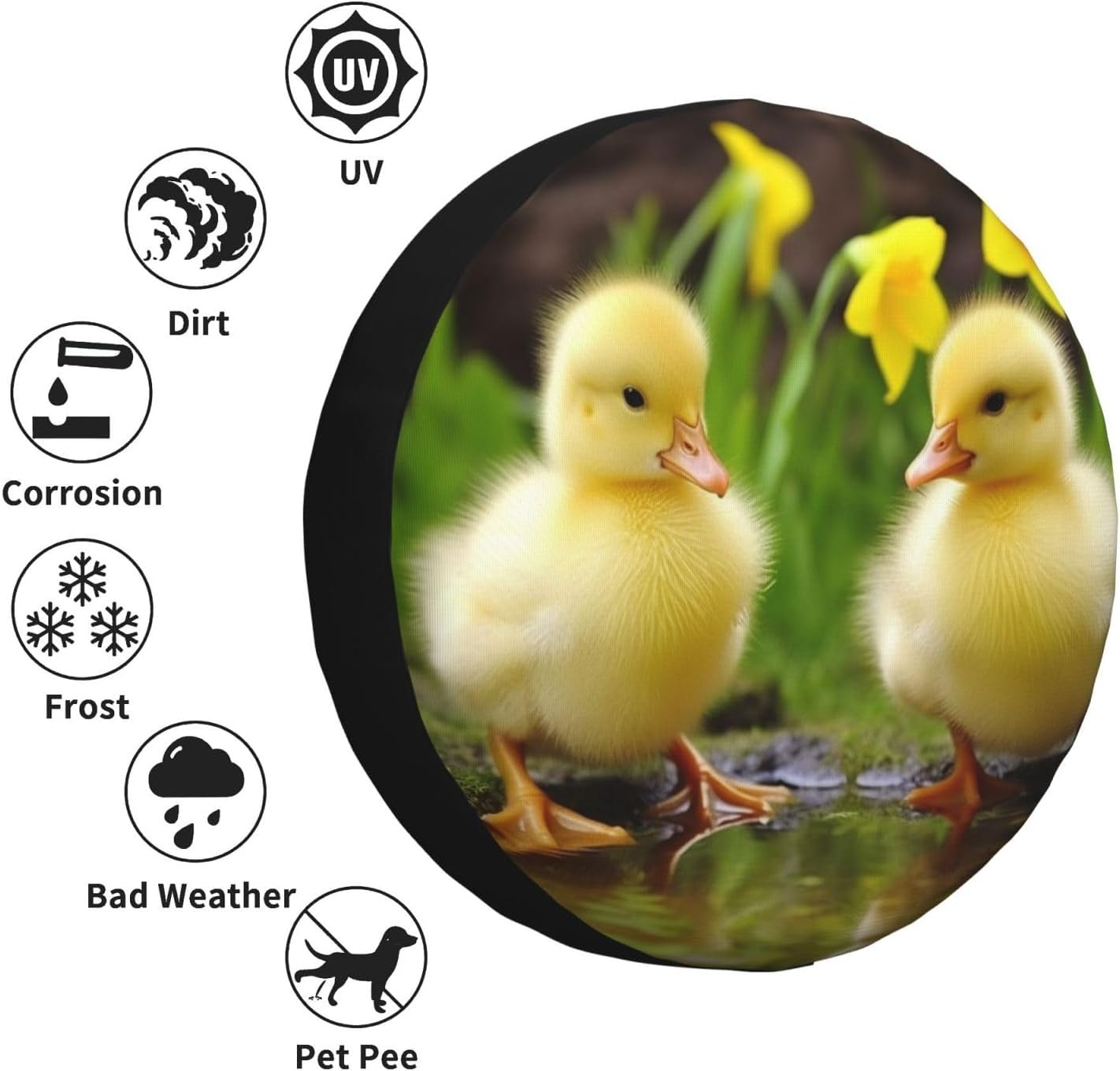 Cute Ducks Spare Tire Cover Weatherproof Universal Wheel Protectors Dustproof Spare Wheel Covers Travel Trailer Camper Tire Covers Car Accessories 17 Inch image number 5