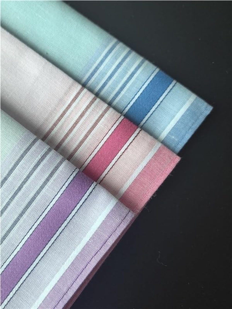 10-Pack 100% Cotton Women'S Handkerchiefs &ndash; Multicolor Striped & Plaid Vintage Pocket Squares image number 1