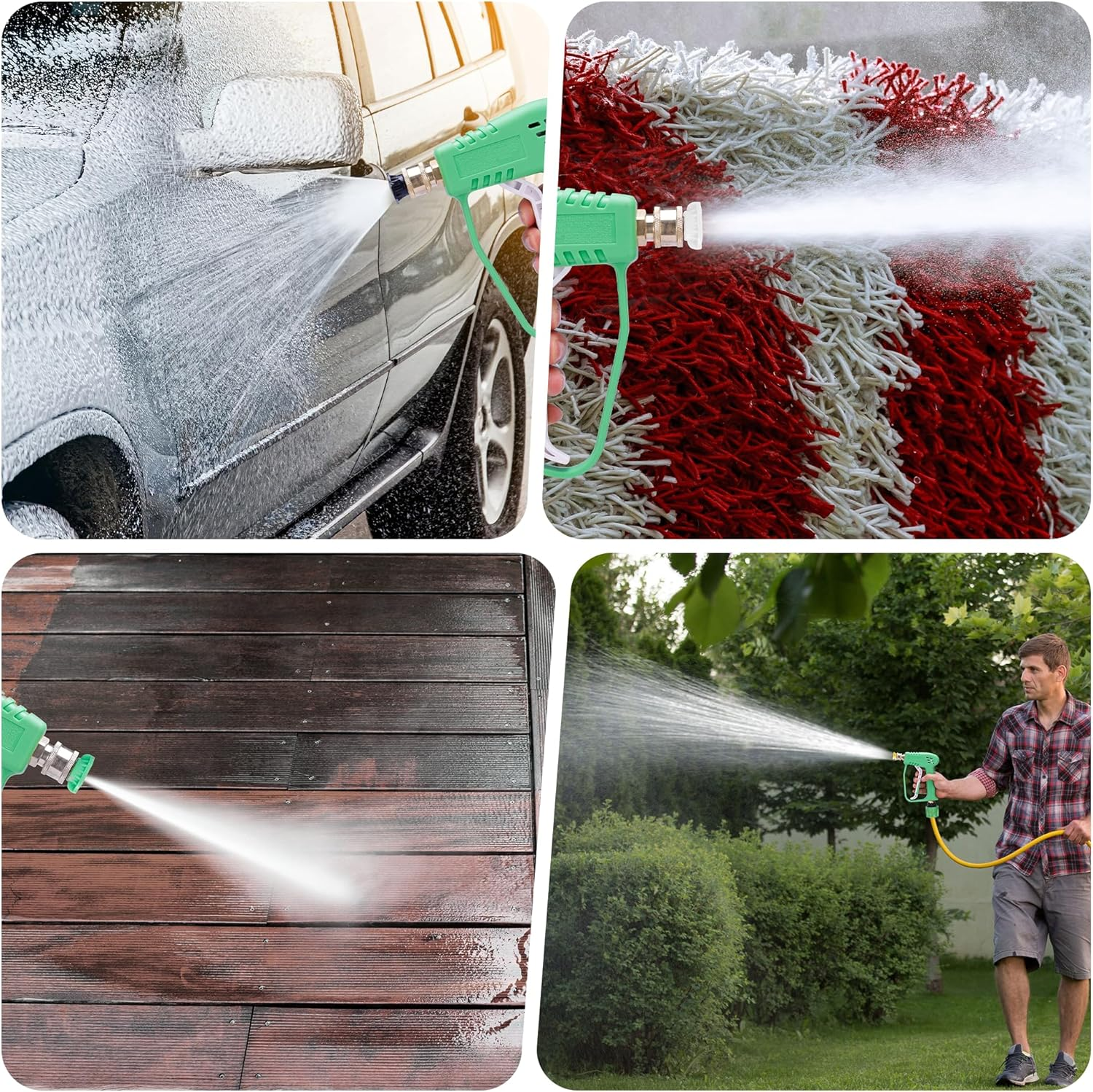 Short Pressure Washer Handle Gun with 5 Nozzle,Stubby Pressure Washer Gun Compatible with Karcher Hose and M22-14MM Fitting Hose - Green image number 1