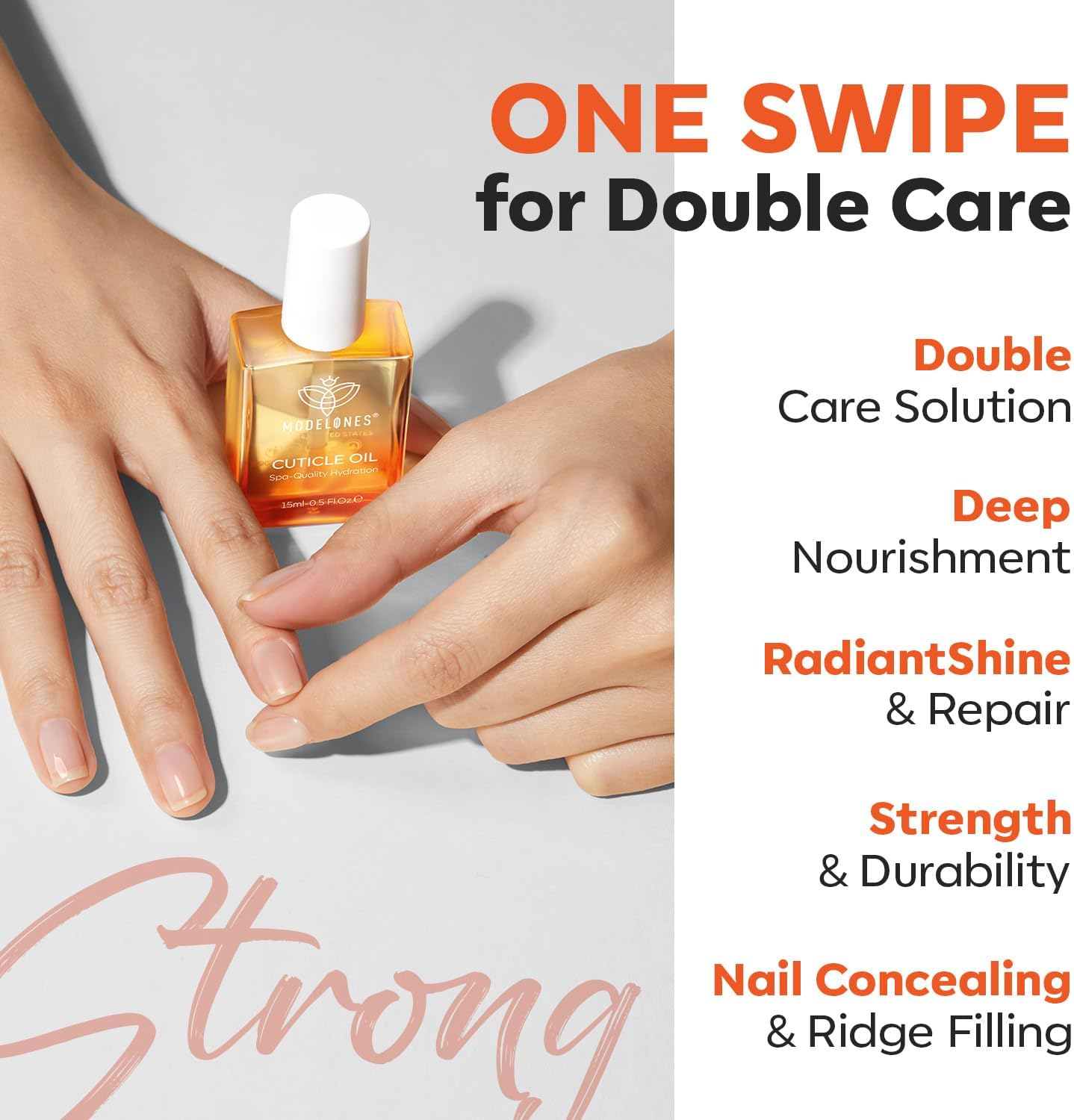 Modelones Nail Strengthener and Cuticle Oil Ridge Filling Nail Repair Kit Nail Growth Treatment for Thin and Damaged Nails,Moisturizes Dry Skin, Repairs Cuticles, Nail Growth Oil, 15Ml image number 5