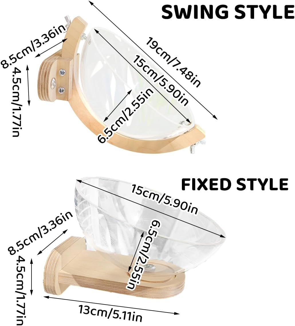 AIMALL Parrot Resting and Sleeping Nest with Wooden Perch Transparent Ventilated Capsule Design Swing and Fixed Styles 5.90In Diameter for Small and Medium Birds All Seasons image number 5