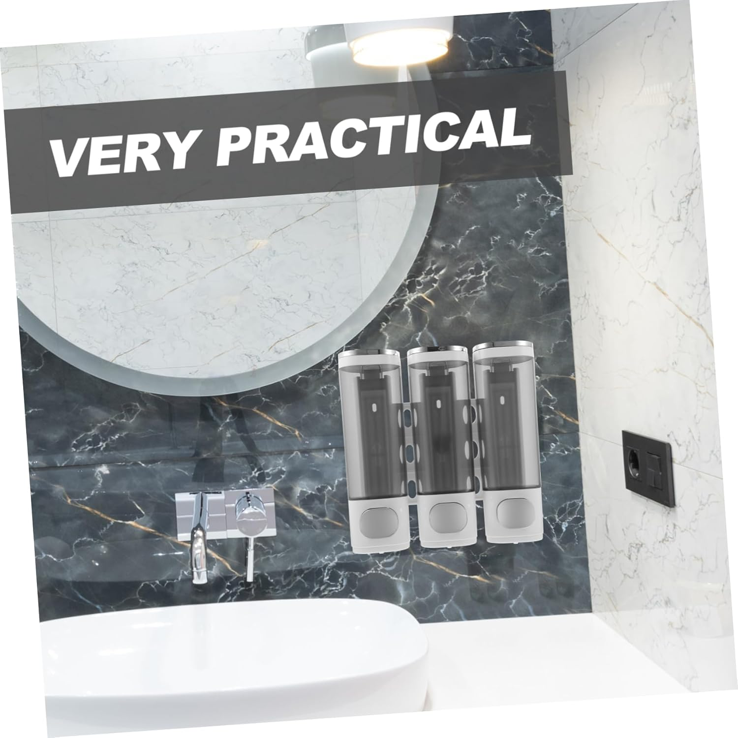 VICASKY Wall Mounted Soap Dispenser Chamber Manual Bathroom Shampoo Conditioner Dispenser for Shower Wall Soap image number 4