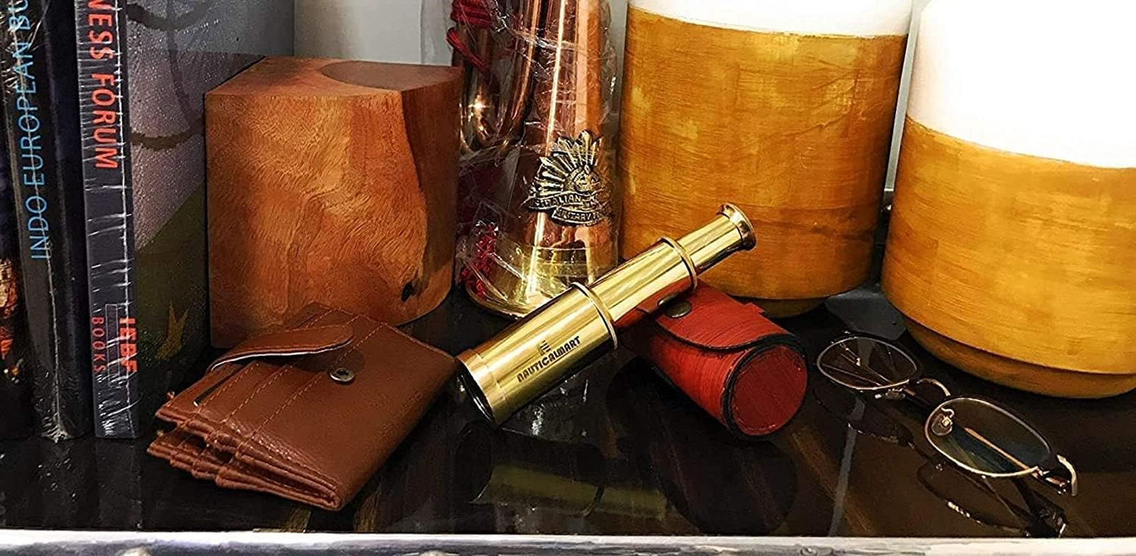 Solid Brass Handheld Telescope 6 - Nautical Pirate Spy Glass with Free Case