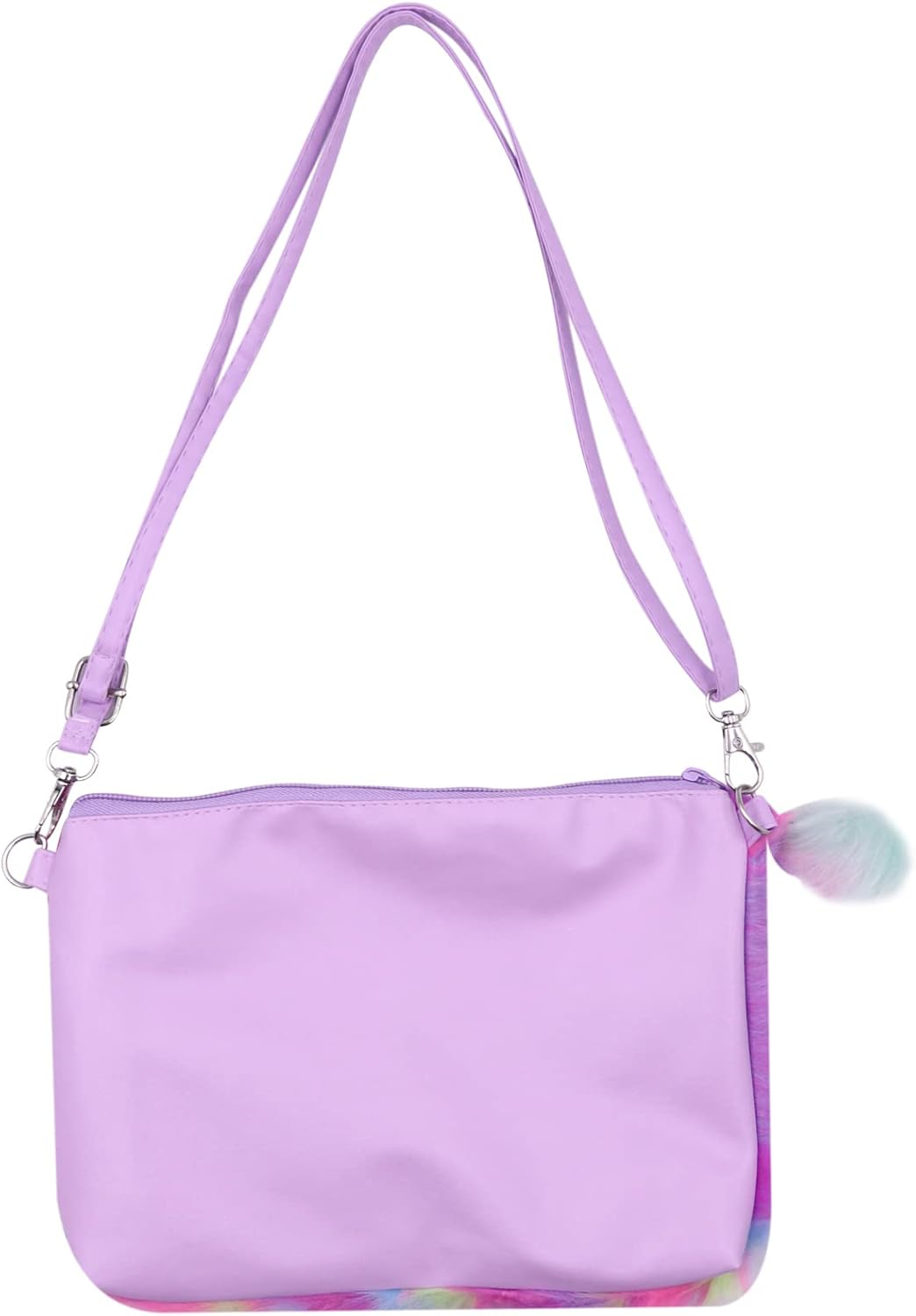 Kids Girls Fluffy Crossbody Purse Fuzzy Bag Plush Tie Dye Rainbow Shoulder Bag Handbag Wallet image number 4