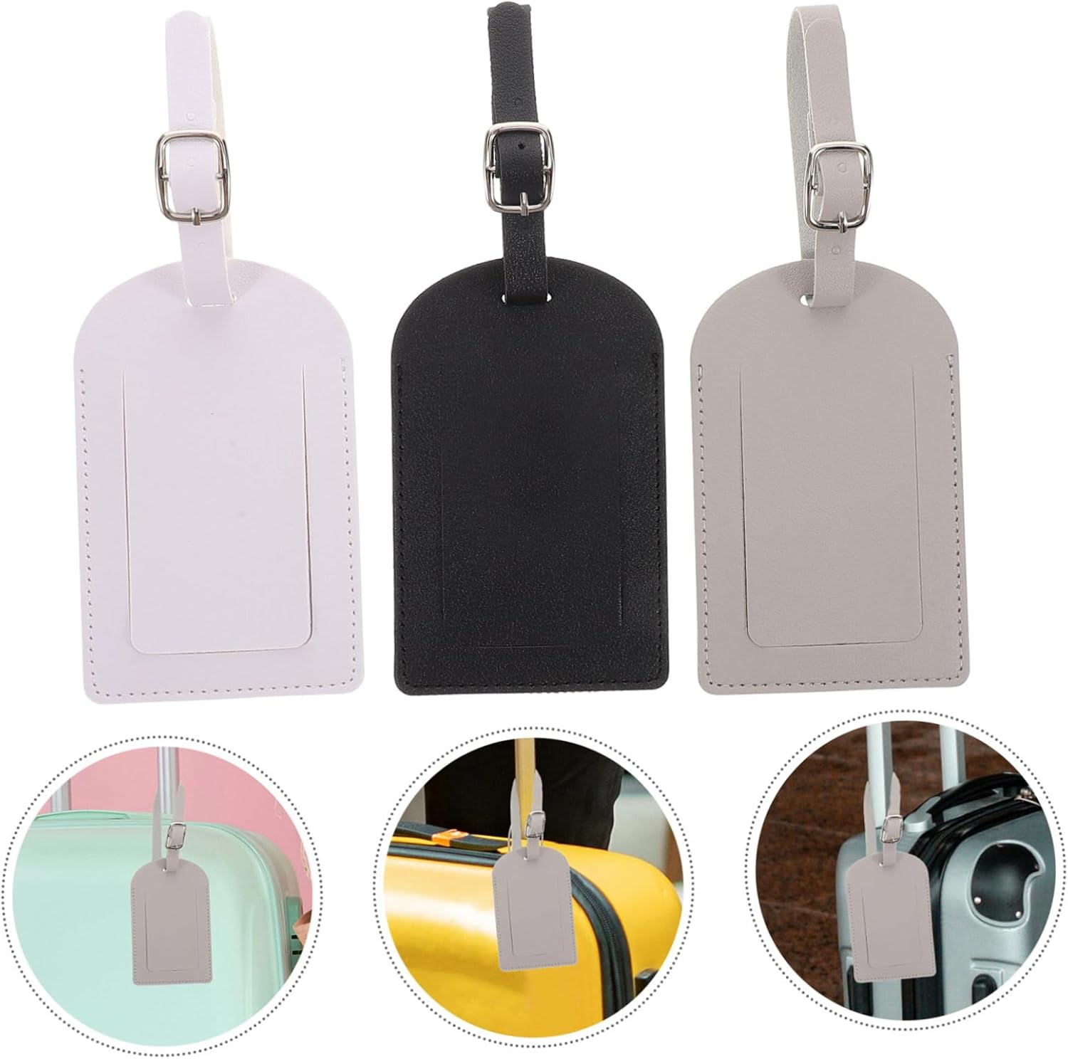 LIFKOME 3Pcs Pu Luggage Tags for Suitcase Travel Labels Airplane Boarding Pass Design for Easy Identification and Efficient Luggage Management image number 2