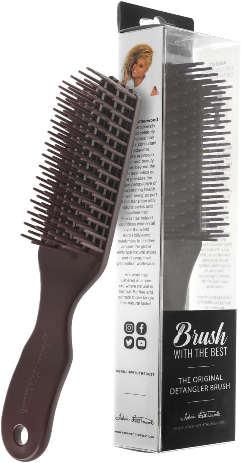 Royal Chocolate Detangler Brush by Felicia Leatherwood - for Kinky, Curly, Wavy 4C or Straight Hair - Tame Your Tangles Smooth Your Coils - Pain Free for All Ages image number 4