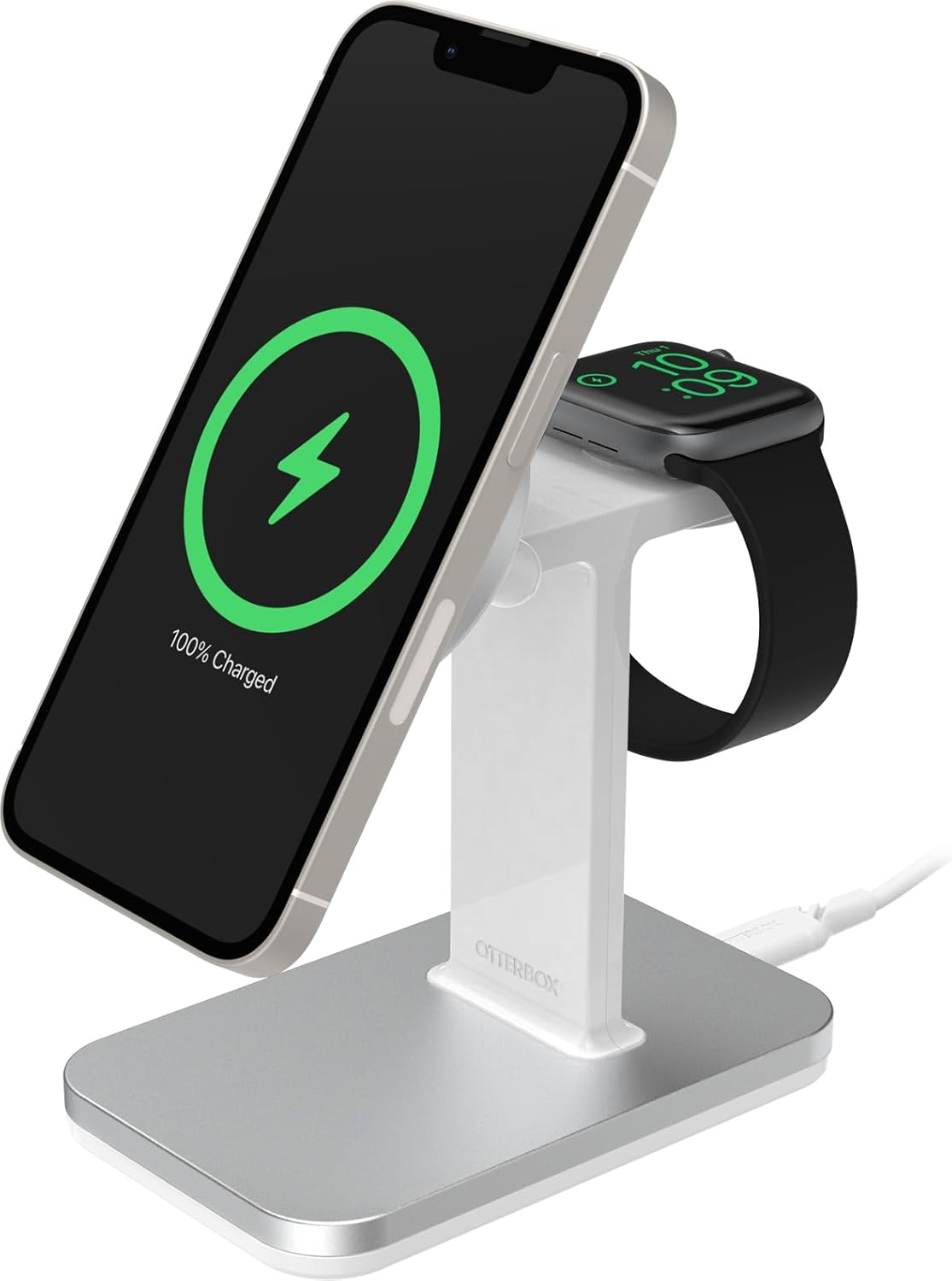 Otterbox Wireless 2-In-1 Magsafe Charging Station Type-C, Strong Magnetic Alignment and Hold for Magsafe Products, Elegant Charging Solution for Iphone 15/14/13/12 Series and Apple Watch, Grey image number 1