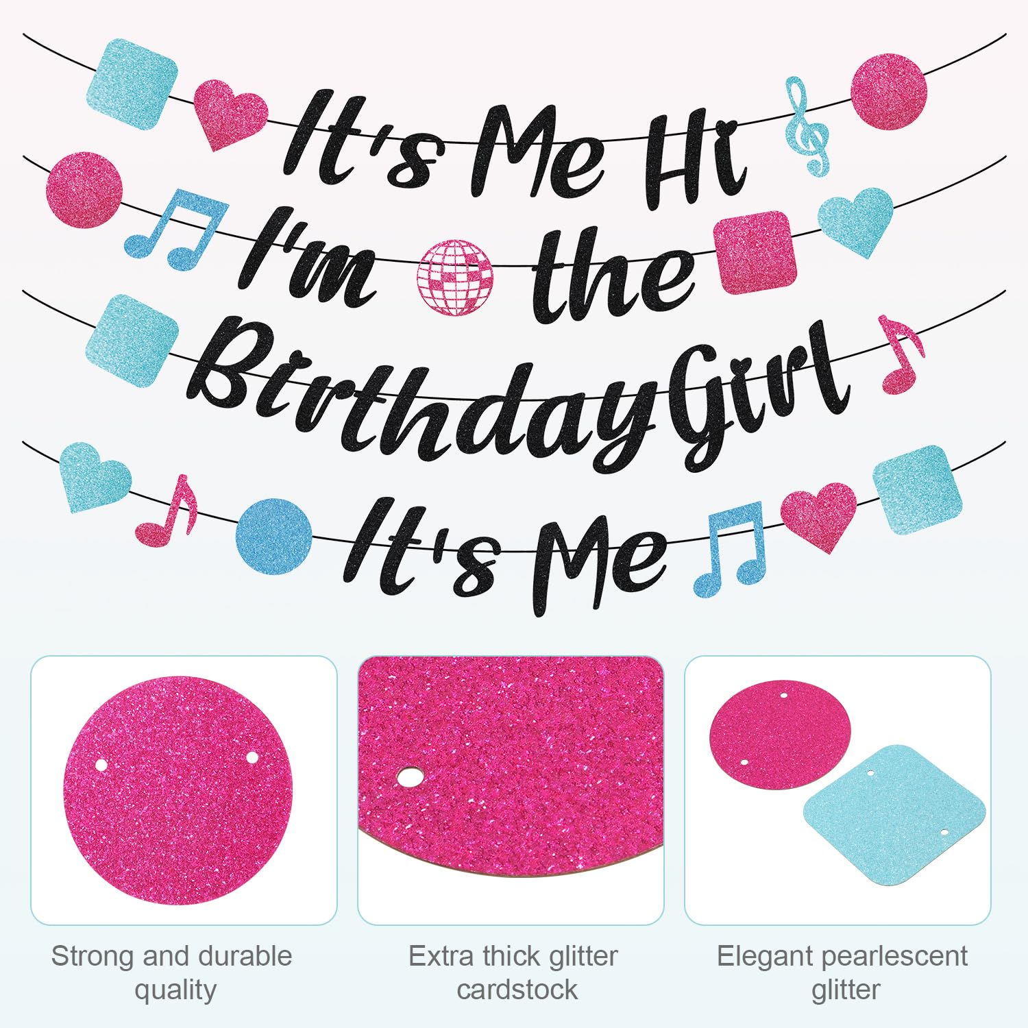 It'S Me Hi I'M the Birthday Girl It'S Me Banner, Pre-Strung Birthday Party Banner Cute Girl Banner Girls Birthday Party Decoration for Wall Home Office image number 4