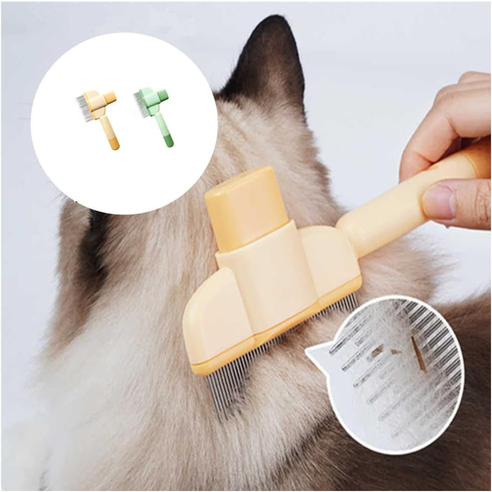 2 Pcs Cat Dog Spread and Tangles Comb for Pet Hair Removal Spreading and Tangling Durable Self Cleaning with Hair Removal Button