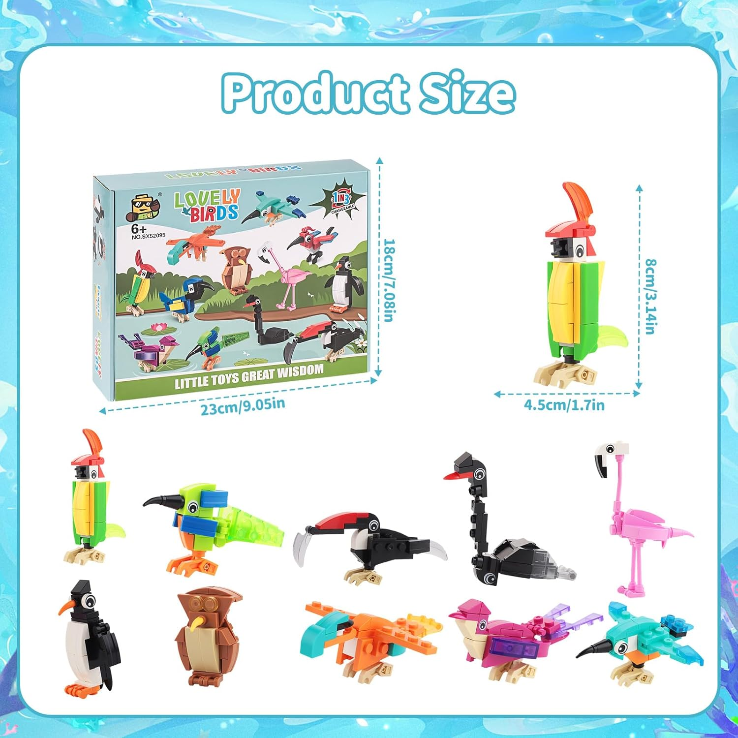 STEFUEWILL17 12Pcs Mini Building Blocks Set - Building Blocks Animals Creative Set, Mini for Children and Teenagers, Construction Toy for Assembling Birds, Bird image number 5