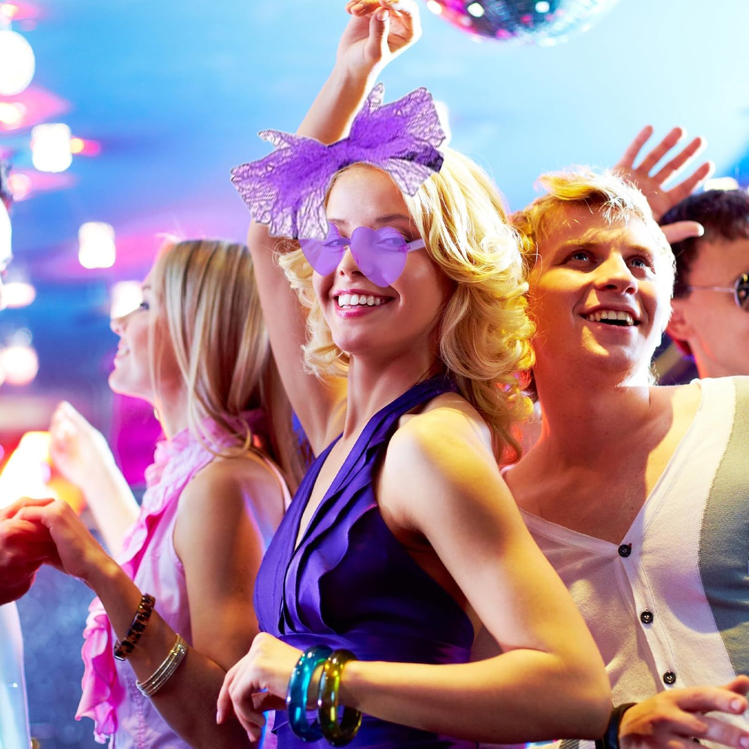 80S Party Decoration Costume Set, 80S Fancy Dress for Women with Leg Warmers,Sunglasses, Tutu Skirt, Earrings, Fishnet Gloves, Necklace, Party Costume Accessories Set for Retro Theme Party image number 1