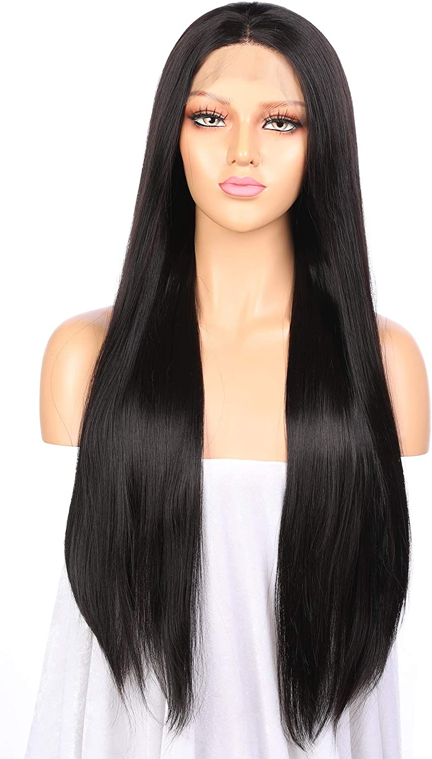 Mixed Blonde Synthetic Hair 13-4-3 Lace Women Wig,26 Inch Long Silky Straight Human Hair Density,100% Hand Made Glue-Less Wig