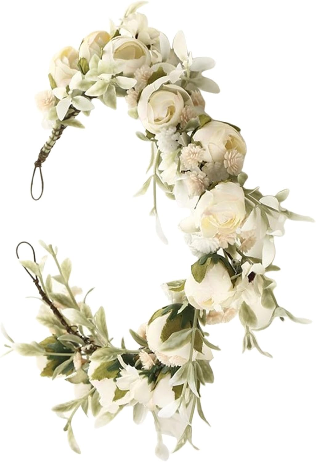 Floral Headband | Flower Wreath for Hair - Festive Parties Decoration, Adjustable Artificial Flower Crown Garland Photo Prop for Women Girls