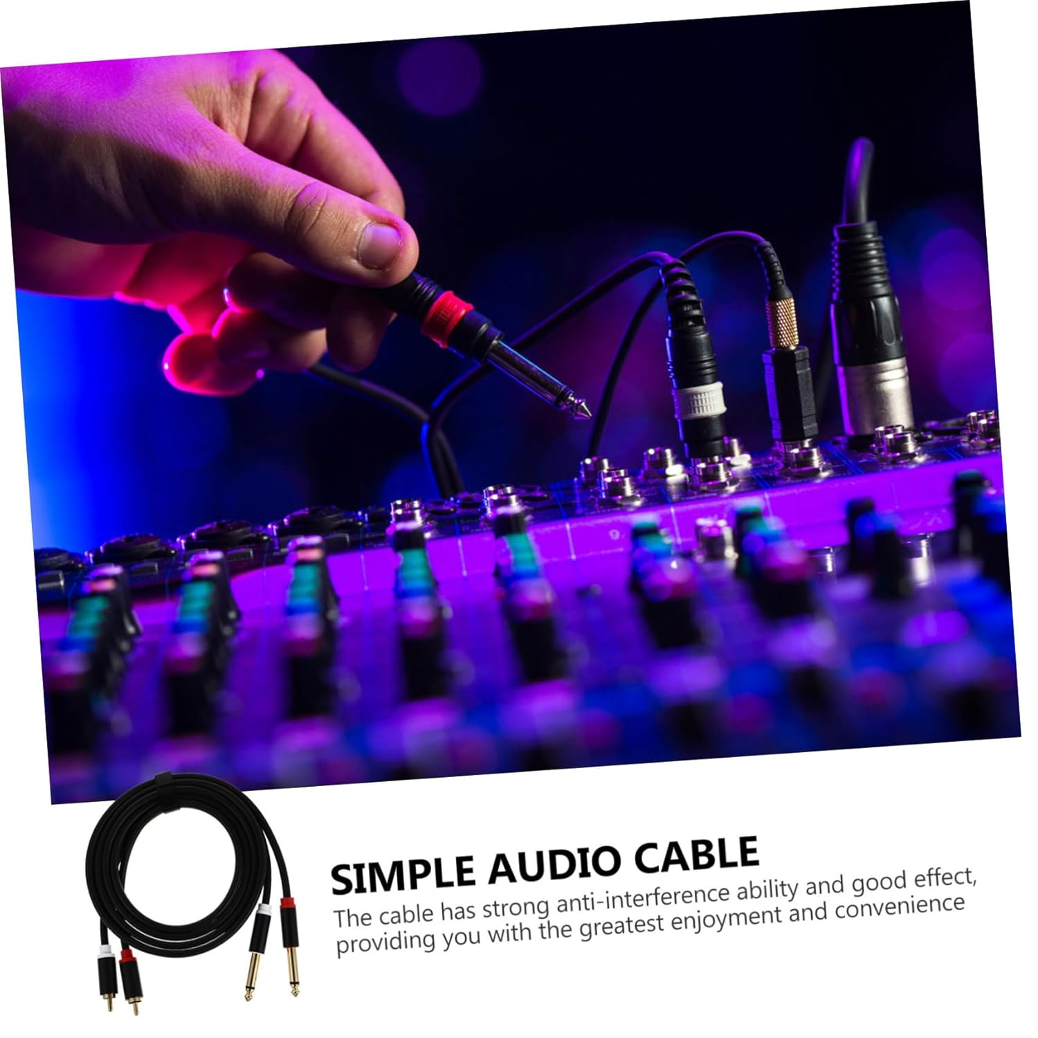 MERRYHAPY 2Pcs Audio Cable Black RCA to Dual Connector for Amplifier Mixer Audio Equipment Wire for Recorder Home Studio Use image number 4