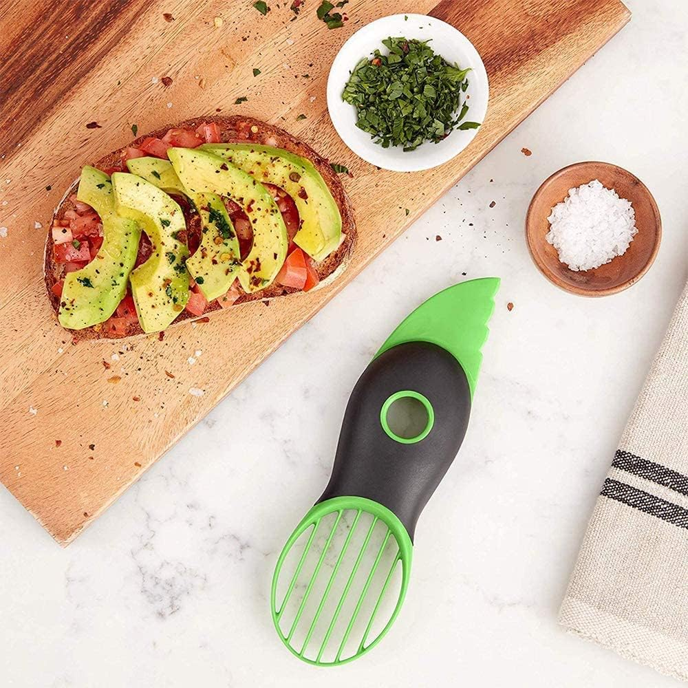 Avocado Cutter, Avocado Cutter 3 in 1, Shea Corer Butter Fruit Peeler Cutter Pulp Separator Plastic Knife Kitchen Vegetable Tools Kitchen Gadgets (Green) image number 1