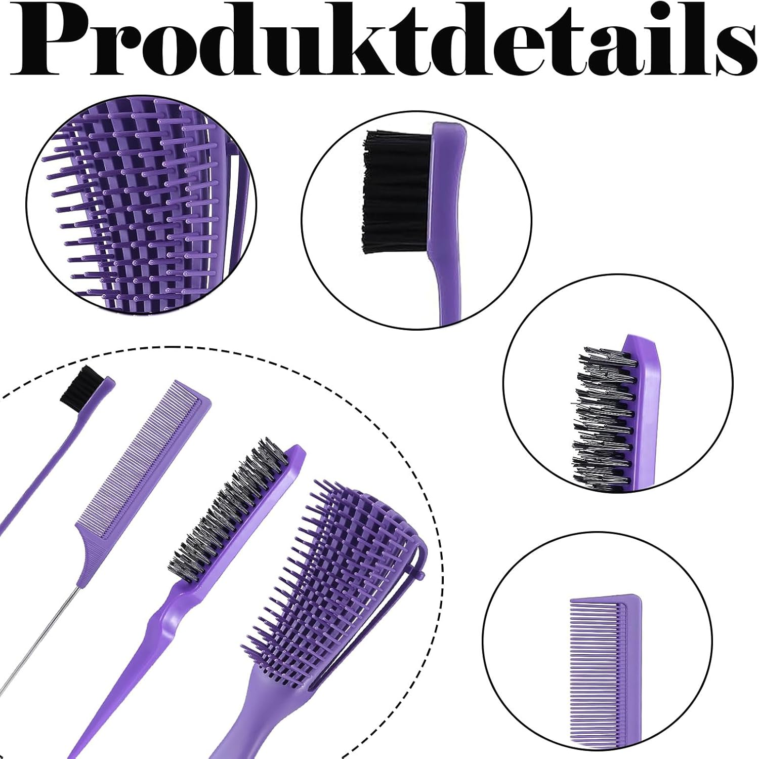 Curly Hair Product, Detangling Brush for Natural Hair for Afro Hair 3A to 4C Kinky, Wavy, Curly Hair, Detangler Easy with Wet/Dry, Improving Hair Texture (Purple) image number 4