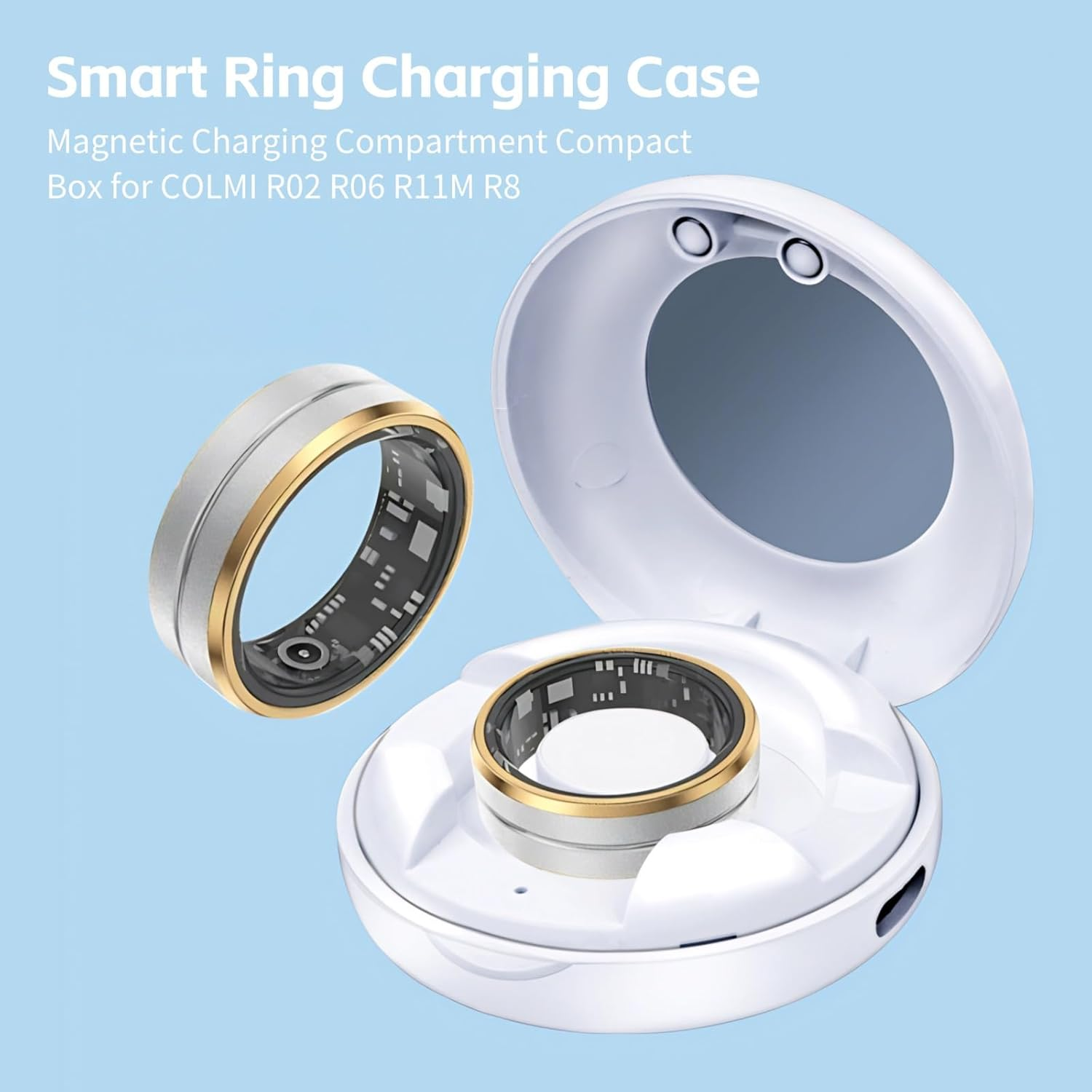 Smart Ring Charging Case, Magnetic Charging Compartment, Compact Box, Portable Charger for Colmi R02 R06 R11M R8 Fitness Ring with Magnetic Charging Port image number 4