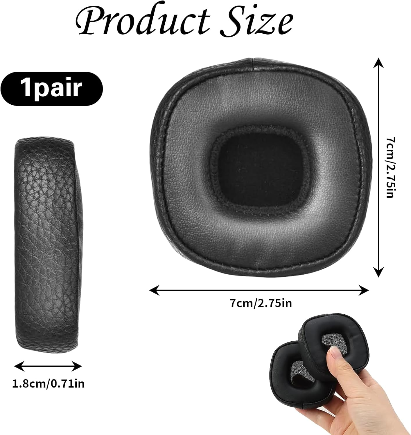 Replacement Ear Pads for Marshall Major III 3 Wired/Wireless Bluetooth On-Ear Headphones - Black image number 4