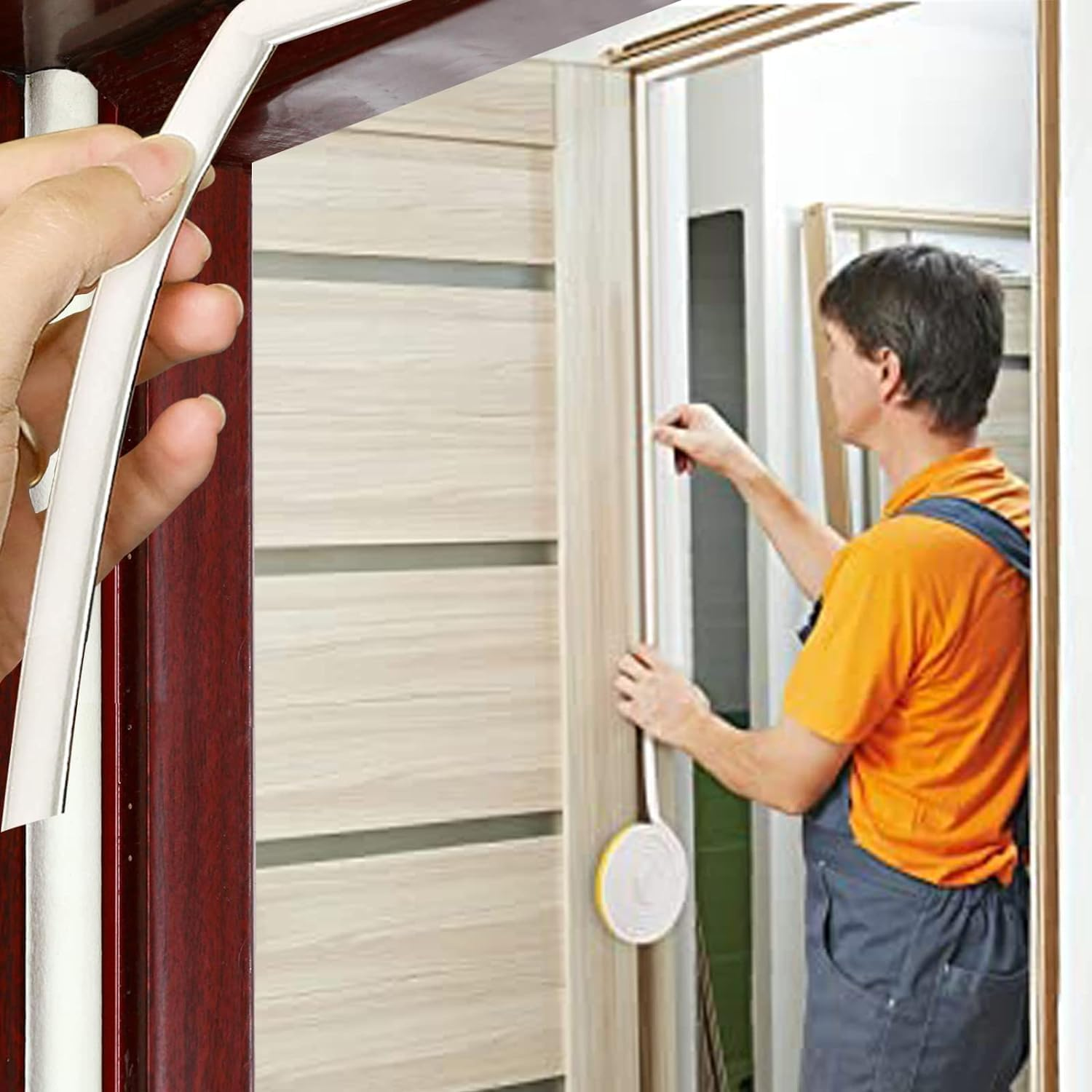 Door Weather Stripping, Window Seal Strip, Sponge Rubbertape for Doors and Windows Self-Adhesive Weather Strip Door Seal, Soundproof Strip Insulation Gap Blocker - Seals Totaling 20 FT &ndash; White image number 1