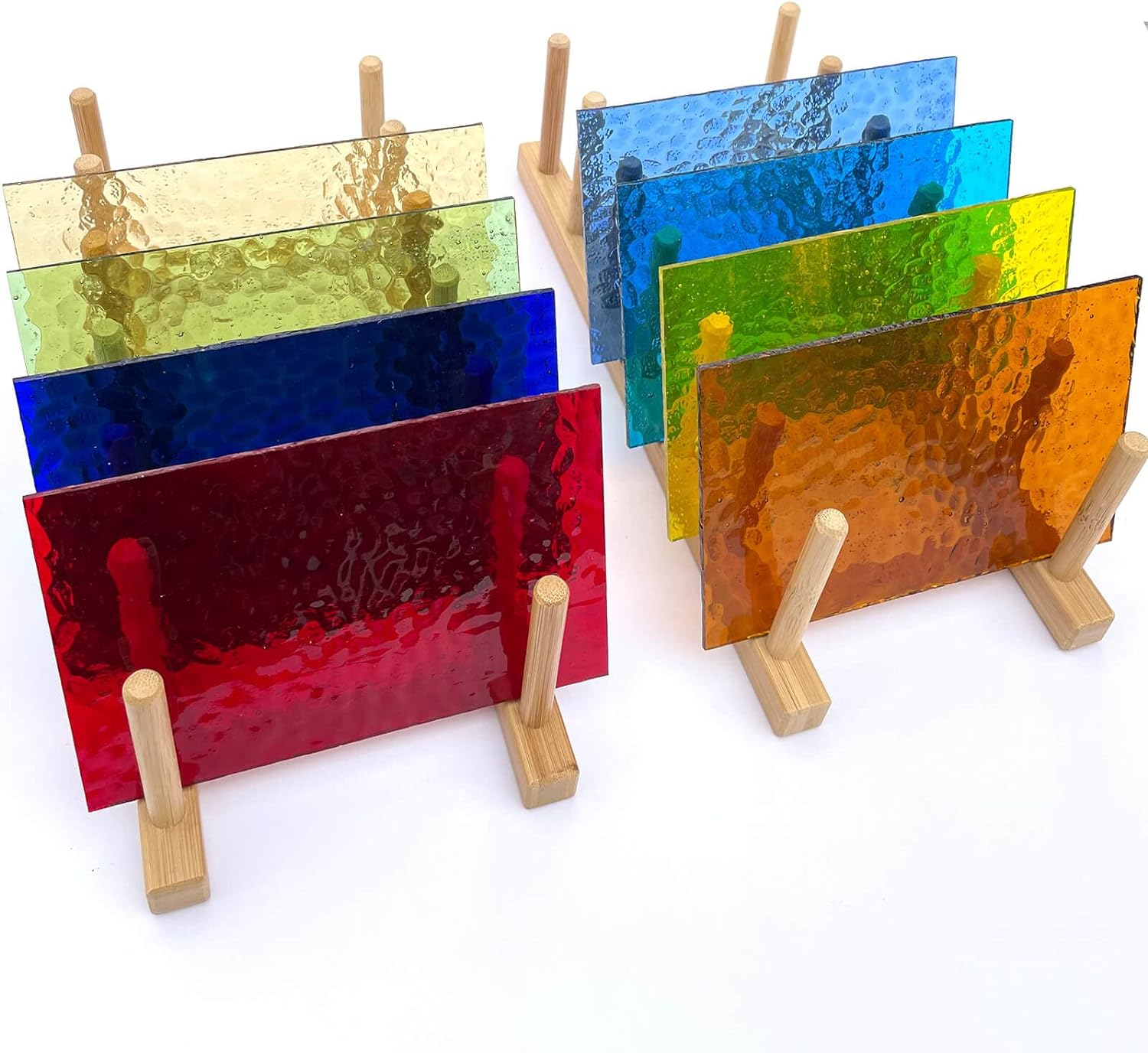 LITMIND 8 Sheets of Stained Glass Sheets, 4X6 Inch Glass Mosaics Tiles for Crafts, Ripple Cathedral Textures Art Large Stain Glass Sheets for Stained Glass Projects (Translucent) image number 3