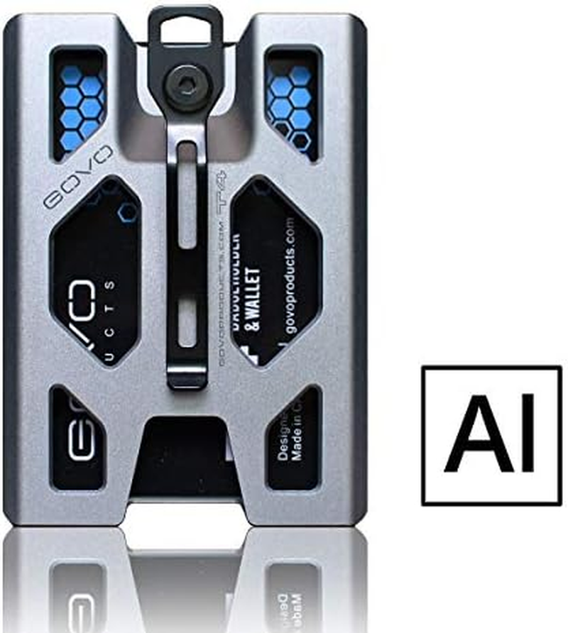 GOVO Badge Holder/Wallet_Metal Durable ID Card Holder with Metal Clip and 4 Cards Slot Aluminum Silver Silver