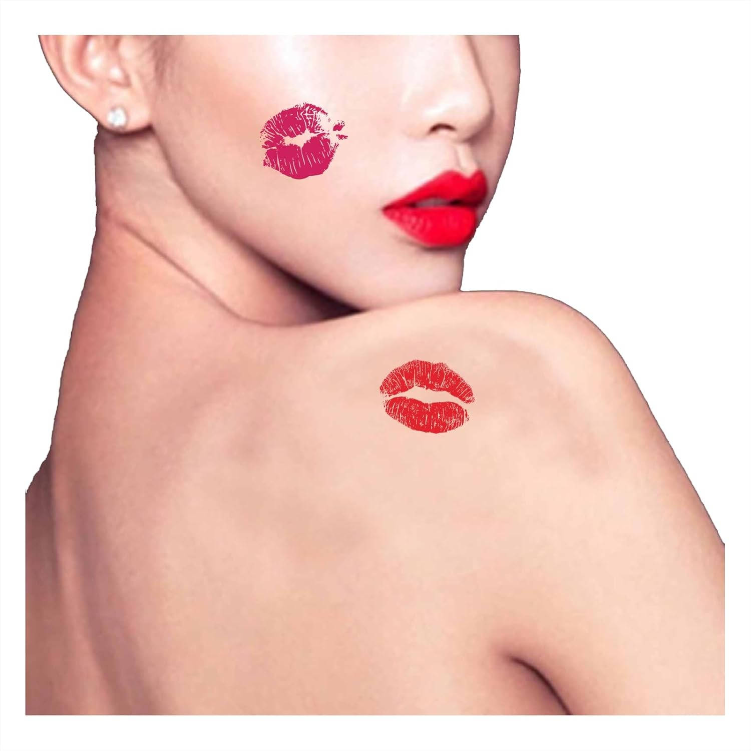 Womaha 4 Sheets A5 Temporary Red Lips Tattoos for Women and Girls Small Tattoo Face Stickers image number 5
