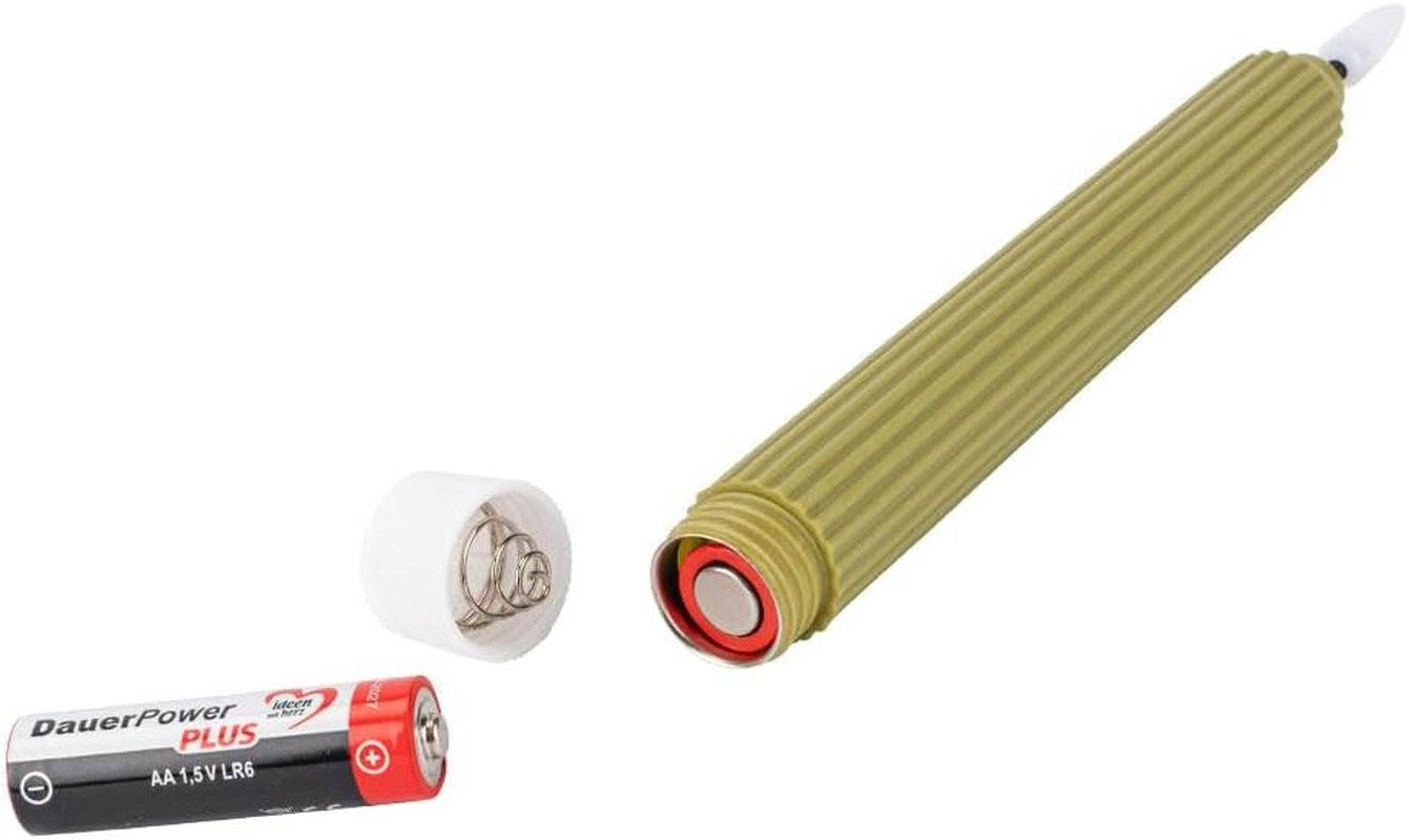 Ideen Mit Herz LED Taper Candles, Pack of 2, Artificial Decorative Candles in Retro Design, Warm White, with Realistic Flickering Effect and Timer Function, Battery Operated (Green) image number 1