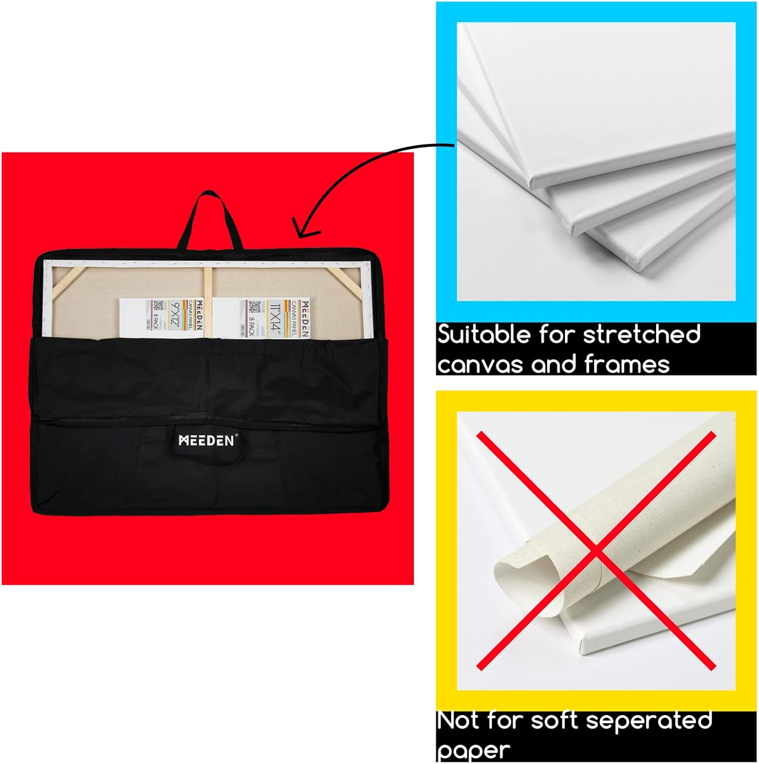 MEEDEN Art Portfolio Case 23" X 31", Artist Portfolio Carry Shoulder Bag Case Drawing Board Tote Bag, Waterproof 600D Oxford Cloth Large Art Storage Bags for Artworks, Folding Easel, Canvas, Poster image number 3