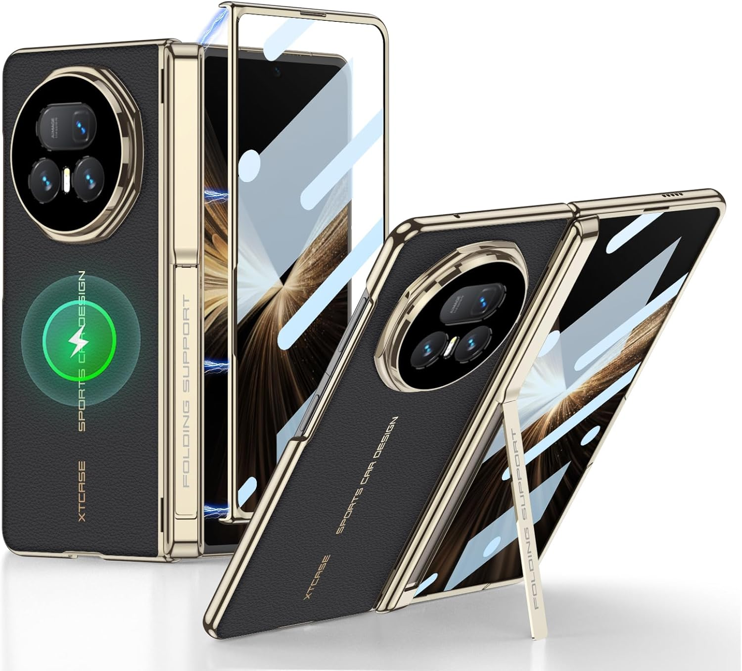 Hauw Case for Honor Magic V5, Slim Fit Shockproof Leather Mobile Phone Case Compatible with Honor Magic V5, Black 1