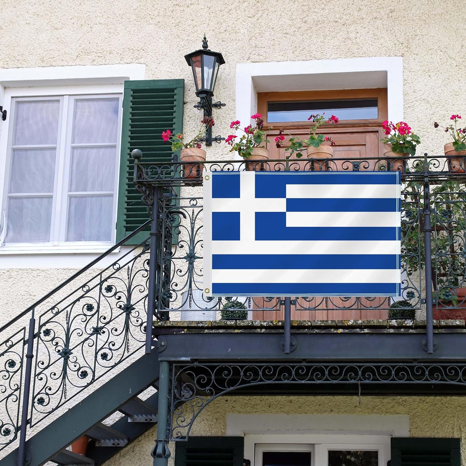 2&times;3 FT Greece Flag,60&times;90 Medium Size Greek National Decor,Double Side Digital Printed 150D Polyester Banner with Canvas Header Brass Grommet