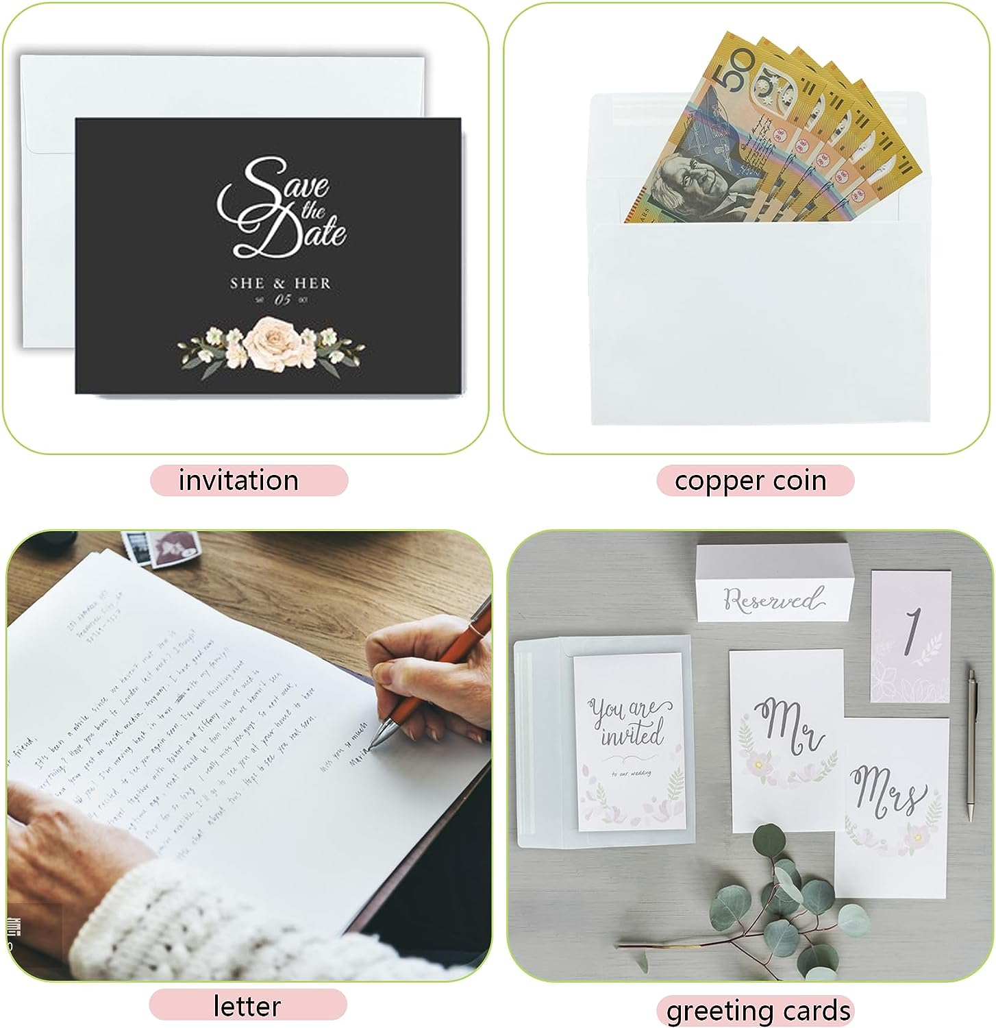 AUXIN A7 Envelope -36 White Self-Adhesive Invitation Envelopes, Suitable for Weddings, Offices, Birthdays, Graduation Ceremonies, Greetings, Announcements, Baby Showers.13.3X18.4 Cm/5.25X7.25 Inches image number 4